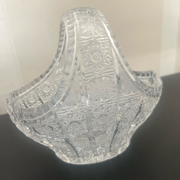 Vintage Bohemia Czech 500PK Hand Cut Crystal 9" Basket - Picture 7 of 10